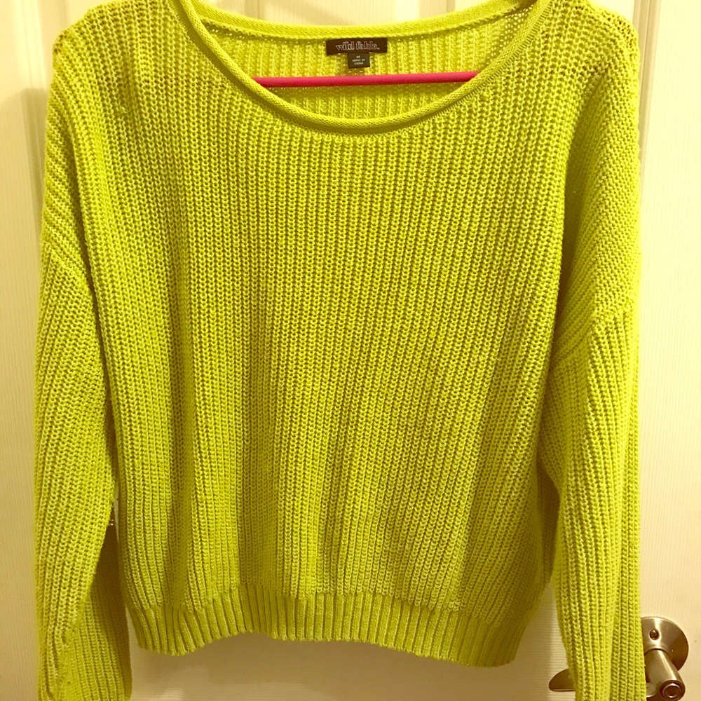 Neon Green Crop Sweater